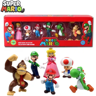 Action Figure com 6pçs. Super Mario Bros