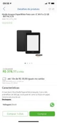 Kindle Paperwhite Preto 6”, Wi-Fi e 32 GB