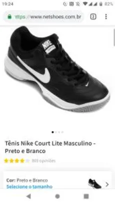 Tênis Nike Court Lite Masculino - Preto e Branco | R$170