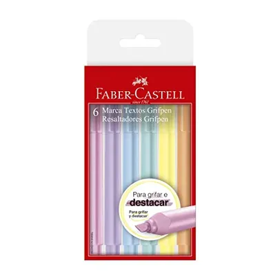 Caneta Marca Texto, Faber-Castell, Grifpen, 6 Cores, Tons Pastel