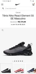 Tênis Nike React Element 55 SE Masculino Somente 37 (Preto e Cinza) | R$380