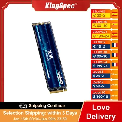 SSD NVMe KingSpec 2TB, M.2, Leitura: 3400MB/s, Gravação 3000MB/s