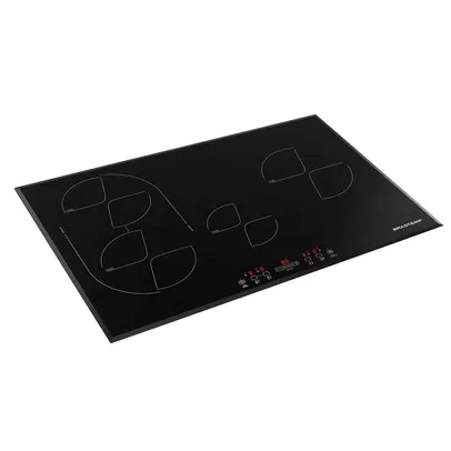 Cooktop 4 Bocas Brastemp Vitrocerâmico BDJ77AEBNA por Indução Preto - 220v | R$3.824