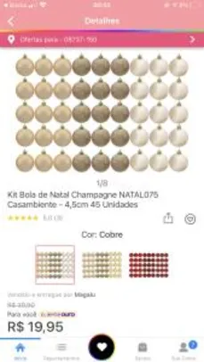 [cliente ouro-app] Kit Bola de Natal Dourada NATAL074 Casambiente - 4,5cm 45 Unidades