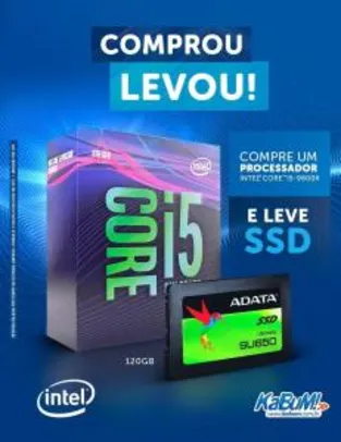 Processador Intel Core i5-9600K e Leve SSD Adata SU650 120GB