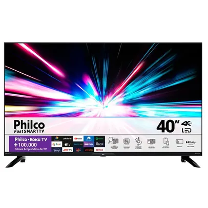 Smart TV LED 40&quot; Full HD Roku Philco PTV40G7ER2CPBLF Preta