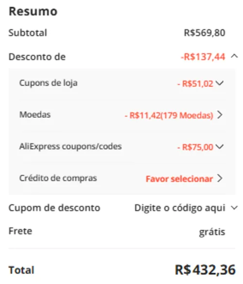 Imagem na descrição da promoção