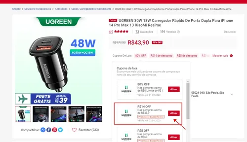 Imagem na descrição da promoção