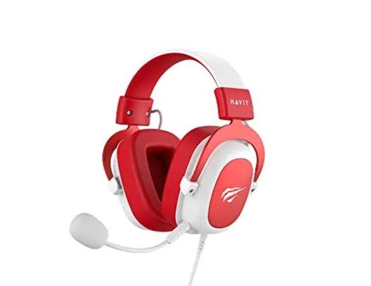 [Cupom Missão R$95] Headphone Fone de Ouvido Havit HV-H2002d Red, Gamer, com Microfone, Falante 53mm, Plug 3, 5mm:,Vermelho e Branco