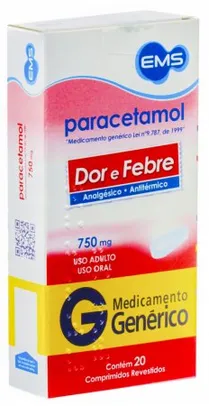 PARACETAMOL 750 MG EMS GENERICOS 20 COMPRIMIDOS