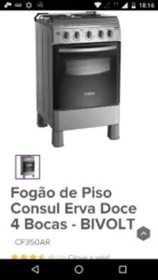 [RICARDO ELETRO] Fogão de Piso Consul Erva Doce 4 Bocas - CF350AR - Loja