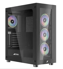 Gabinete Gamer SuperFrame Glass, Mid Tower, RGB, Vidro Temperado, ATX, Black, Sem Fonte, Com 4 Fans