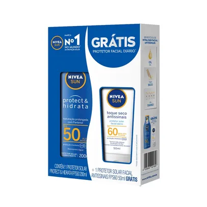 Protetor Solar Nivea Protect Hidrata Fps50 200ml + Protetor Solar Nivea Facial Antissinais