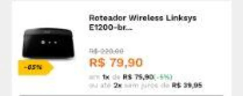 Roteador Wireless Linksys E1200-br Roulin N 300mbps - R$76