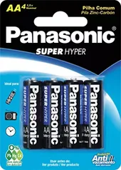 [Leve +Por- R$4 ] Panasonic UM-3SHS - Pilha Comum AA, Tensão 1,5 Volts, Embalagem com 4 pilhas