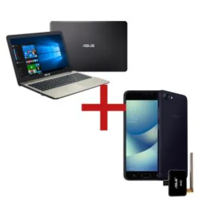 Notebook X541UA-GO1986T + Zenfone 4 Max 2GB/16GB com TV Preto - R$1928