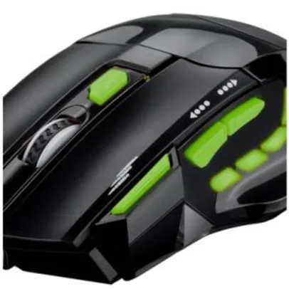 Mouse Gamer Multilaser 2400DPI 7 Botões Preto e Verde