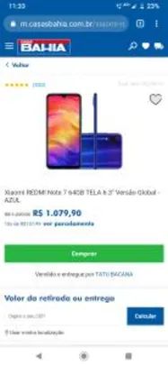 Xiaomi REDMI Note 7 64GB TELA 6.3" Versão Global - AZUL