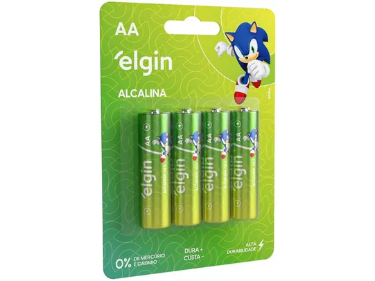 [C. Ouro R$3,83] Pilha Alcalina AA Elgin 1,5V 4 Unidades - ELE000000082153