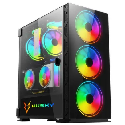 Gabinete Gamer Husky Frost, Mid Tower, ARGB, com FAN, Porta em Vidro Temperado 