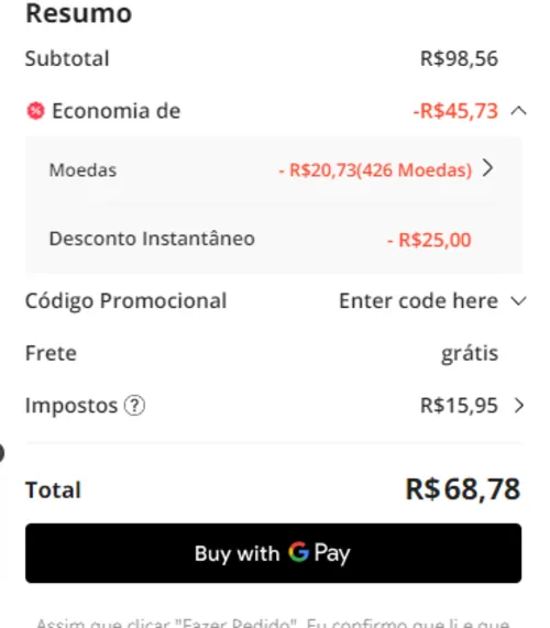 Imagem na descrição da promoção