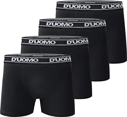 Kit 4 Cuecas Boxer Algodão, Duomo, Masculino, Preto, G, P