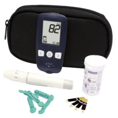 Kit Medidor de Glicose com 10 Tiras de Reação, 10 Lancetas e 1 Lancetador - G-Tech Free 1 por R$