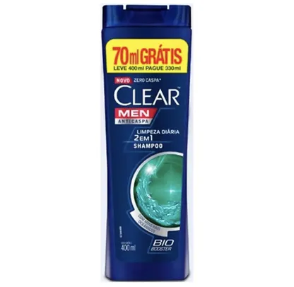 [2 UNID DE 400ml + R$2 VOLTA] Shampoo Clear Anti-Caspa Limpeza Diária 2 Em 1 Leve | R$19