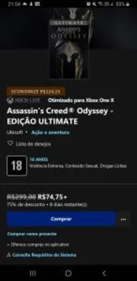 [Xbox One] Assassins Creed Odyssey Ultimate Edition | R$ 75