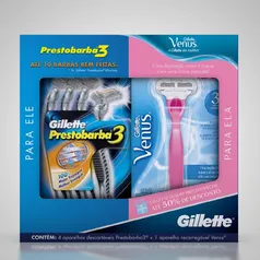 Aparelho De Barbear Gillette  Prestobarba 3 Sensecare Com 4 Unidades + O Aparelho Venus