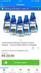 Amaciante de Roupas Comfort Intense Original - Concentrado 500ml -5 amaciantes por R$29,9 = R$5,98 cada