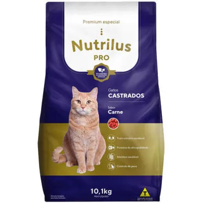 Ração Seca Nutrilus Pro+ Carne para Gatos Adultos Castrados 10kg