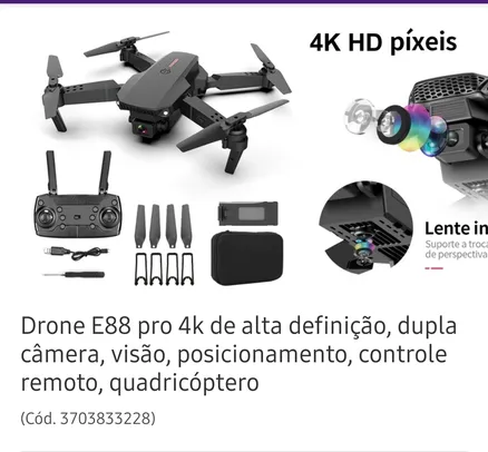 [AME R$ 99][INTERNCIONAL]Drone E88 Pro 4k