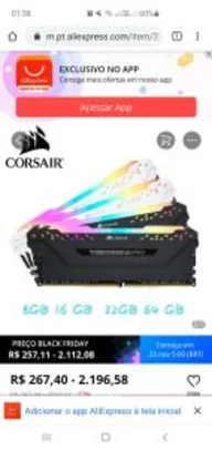 Corsair Vengeance RGB PRO 8gb 3600 mhz - R$297