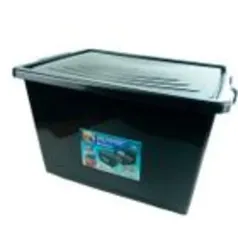 (Estoque regional) Caixa Organizadora Container 56 Litros C/ Tampa e Trava Preta 25793PM Arqplast