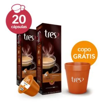 2 caixas de espresso TRES por R$ 17,90 + copo grátis.