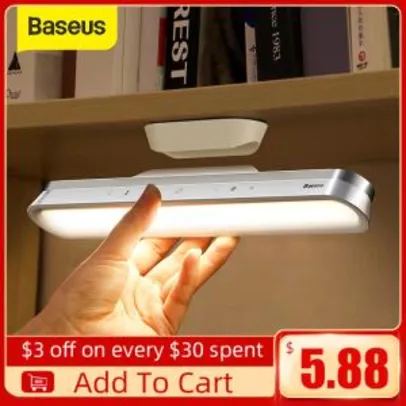 Lâmpada de escritório com base magnética recarregável Baseus | R$127