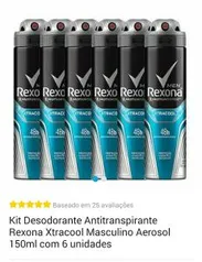 Kit Desodorante Antitranspirante Rexona Xtracool Masculino Aerosol 150ml com 6 unidades R$50