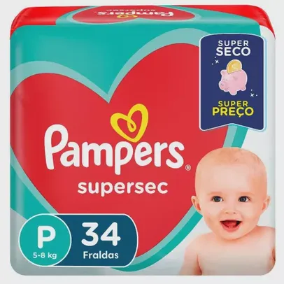 (APP) Kit com 10 Fraldas 340 unidades Pampers Supersec Pacotao P - 34 Unidades