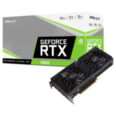 Placa de Vídeo PNY NVIDIA GeForce RTX 3060 Verto Dual Fan, 12GB, GDDR6, DLSS, Ray Tracing, VCG306012DFBPB1