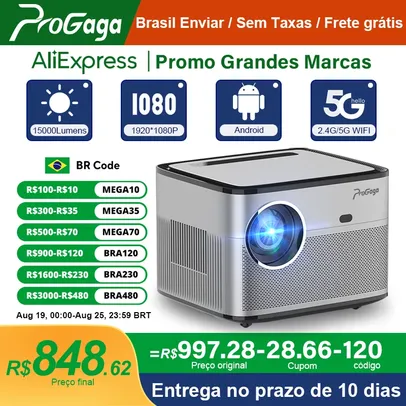 [Armazém BR] Projetor PG550W com Auto Foco, Android, Full HD 1920x1080p Nativo, WIFI e Espelhamento de Tela, roda 4K