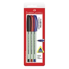 [Leve 4 Pg 3] Caneta Esferografica Trilux Ponta Fina Vermelho/Preto/Azul - 3 unidades, Faber-Castell