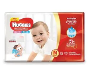 Fralda Huggies Turma Mônica Supreme Care Mega M Com 40 Unidades