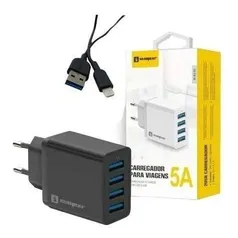 Carregador Sumexr 4 Portas Usb + Cabo iPhone Lightning (Preto)