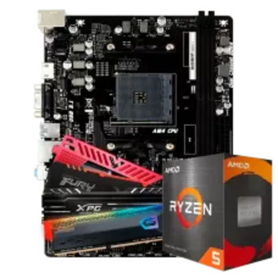 Kit Upgrade AMD Ryzen 5 5500 + Placa Mãe Biostar B450MHP + 8GB DDR4