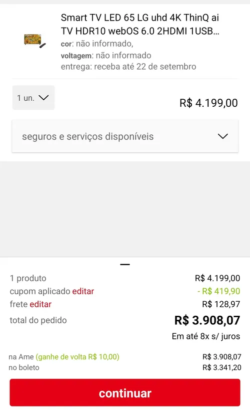 Imagem na descrição da promoção