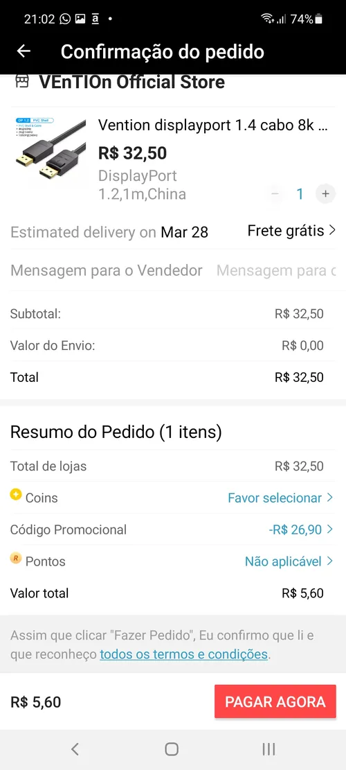 Imagem na descrição da promoção