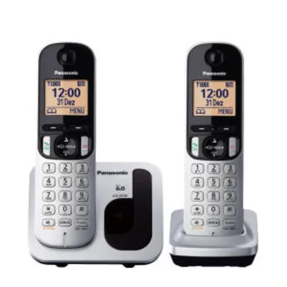 Telefone Sem Fio Com Identificador de Chamadas + 1 Ramal Panasonic DECT 6.0 Prata - KX-TGC212LB1 | R$136