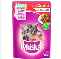 [L6P4]Alimento para Gatos Filhotes 2 a 12 Meses Carne ao Molho Whiskas Sachê 85g | R$1,59