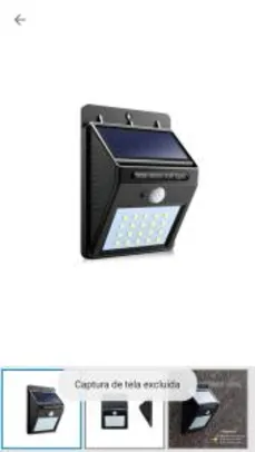 Luminária solar para parede com sensor de presença - Kit led - R$24